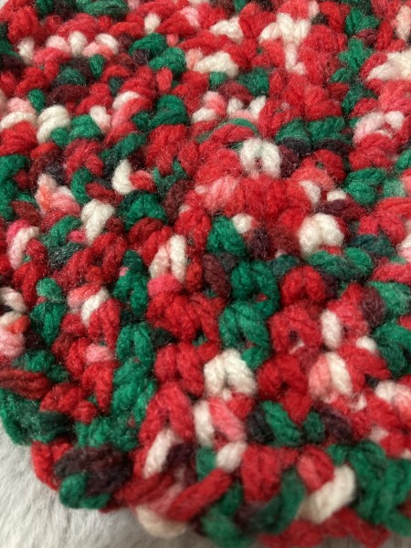 クリスマスカラーの毛糸のコースター| ハンドメイド 記録 てといと